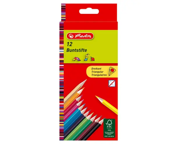 Set creioane color triunghiulare Herlitz, 12 buc