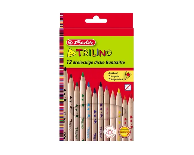 Set 12 creioane colorate, Herlitz, triunghiulare, Trilino