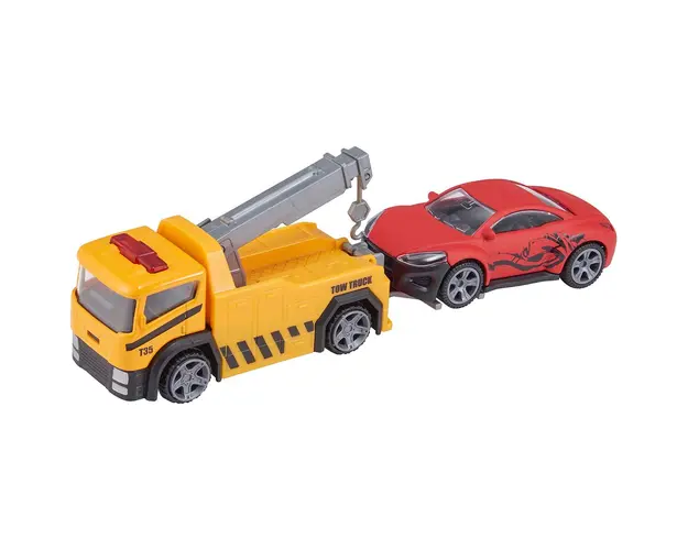 Camion de tractare cu masinuta Teamsterz, Galben