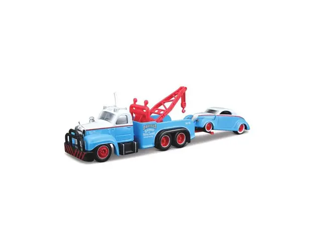 Masinuta Elite Transport Maisto,1953 B-61 Mack, 1937 Ford, 1:64