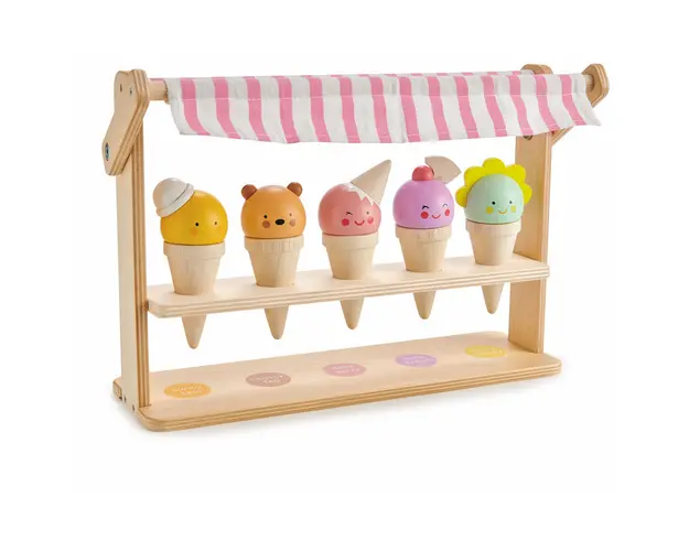 Stand de inghetata din lemn, Tender Leaf Toys, 5 piese