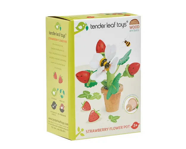 Capsuni in ghiveci, din lemn, Tender Leaf Toys, 13 piese
