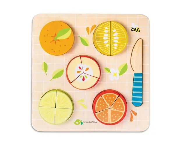 Puzzle educativ din lemn, Tender Leaf Toys, Fractionarea fructelor