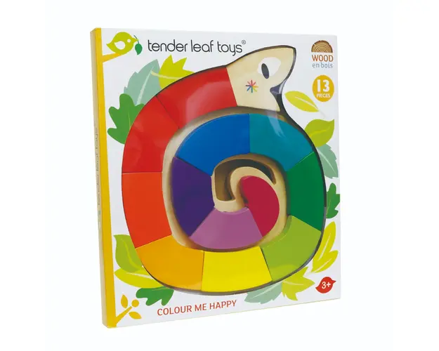 Sarpele colorat din lemn, Tender Leaf Toys, 13 piese