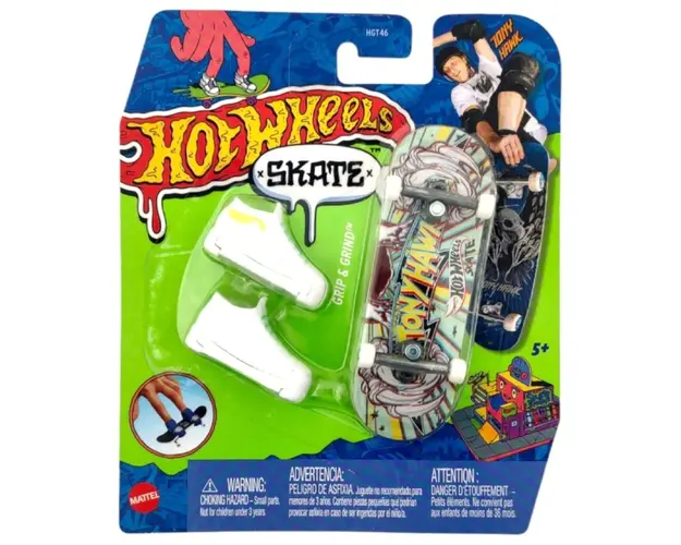 Set mini placa skateboard cu pantofi, Hot Wheels, HNG39