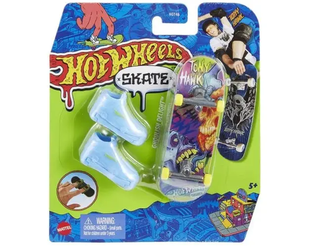 Set mini placa skateboard cu pantofi, Hot Wheels, HNG45