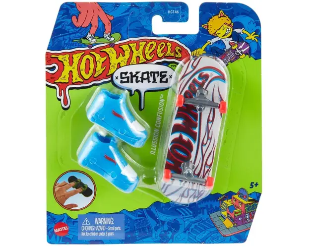 Set mini placa skateboard cu pantofi, Hot Wheels, HNG42