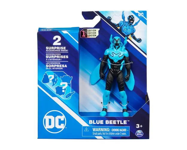 Figurina cu 2 accesorii surpriza, DC Universe, Blue Beetle, 10 cm, 20144128