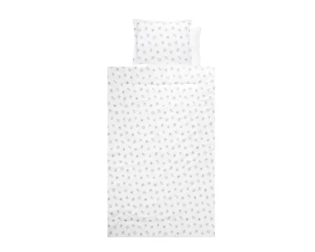 Set lenjerie pat 4 piese, Lorelli, din bumbac ranforce, Abstract Leavs Grey Beige