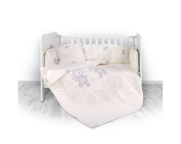 Set lenjerie pat 7 piese, din bumbac ranforce, Lily, Happy Hipo Beige