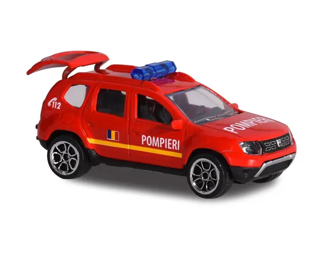 Masinuta Dacia Duster Majorette, 7.5 cm, Pompieri