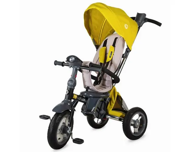Tricicleta multifunctionala 4 in 1 cu sezut reversibil Coccolle Velo Air, Mustar