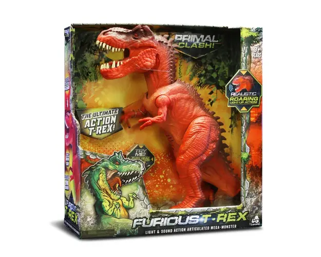 Figurina interactiva Dinozaur, Lanard Toys, Jurassic Clash, Rosu