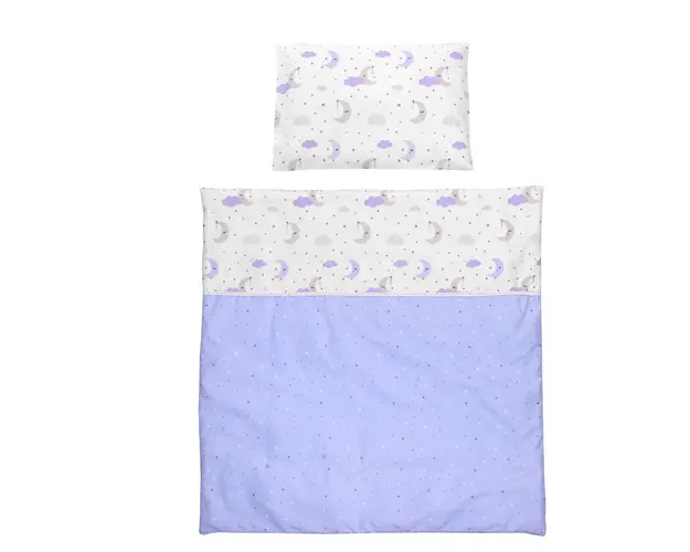 Set 7 piese lenjerie bumbac, pentru pat balansoar Lorelli First Dreams Blue Moons Stars