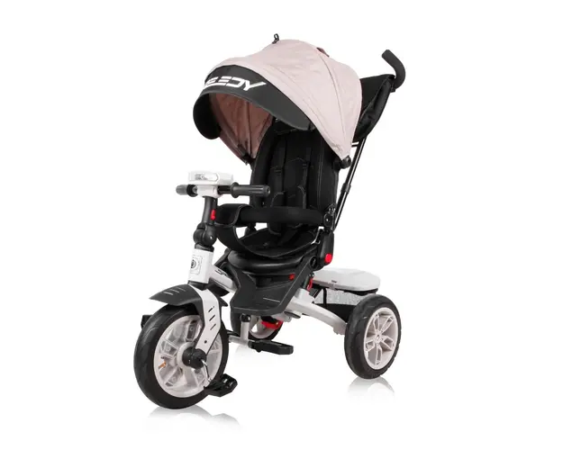 Tricicleta multifunctionala, 4 in 1, roti gonflabile, scaun rotativ, Lorelli Speedy Air, Ivory Black