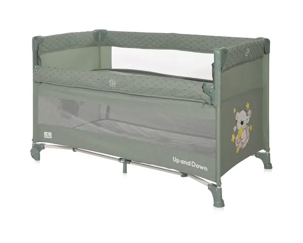 Patut pliabil Lorelli Up and Down, laterala culisanta, Iceberg Green Teddy Bear