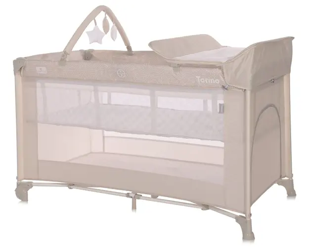Patut pliabil Lorelli Torino Plus, 2 nivele, cu accesorii, Fog Striped Elements