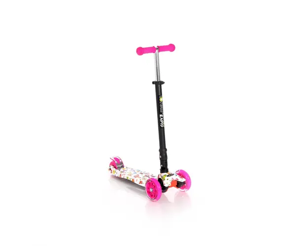 Trotineta cu 4 roti si leduri Lorelli Rapid, Pink Butterfly