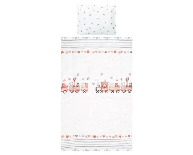 Set lenjerie pat 3 piese bumbac Ranforce Cosy, Lorelli, Train Grey