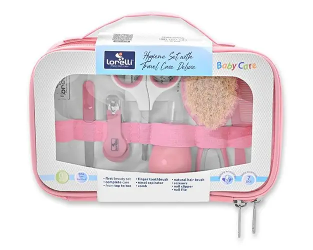 Set de ingrijire bebelusi, Lorelli, 7 produse esentiale, 0 luni+, Blush Pink