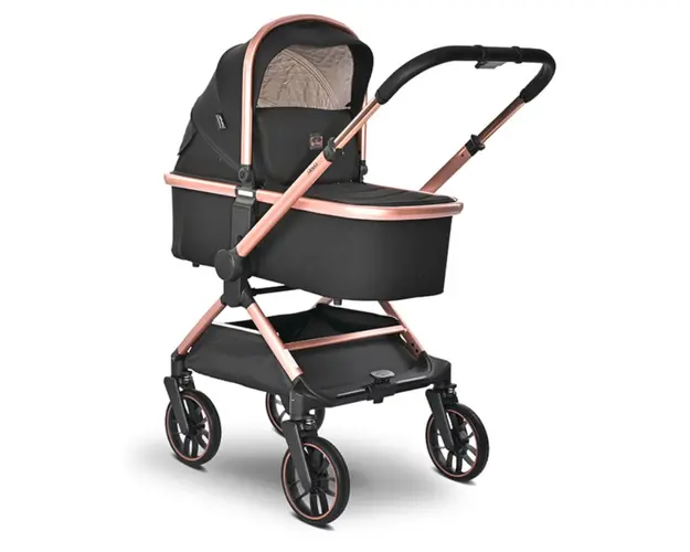 Carucior 3 in 1, Lorelli Reya, maner reversibil, pana la 22 kg, Black Jasper