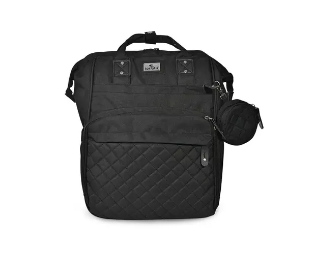 Rucsac accesorii bebelusi, Lorelli Danny, multiplu compartimentat, buzunar cu 3 spatii izoterme, Black