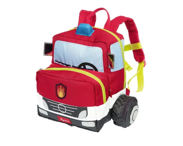 Rucsac pentru copii, Sigikid, Masina de pompieri cu roti si detalii 3D