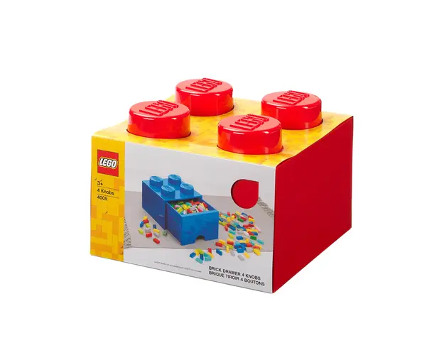 Cutie depozitare Lego, cu 4 pini, Rosu