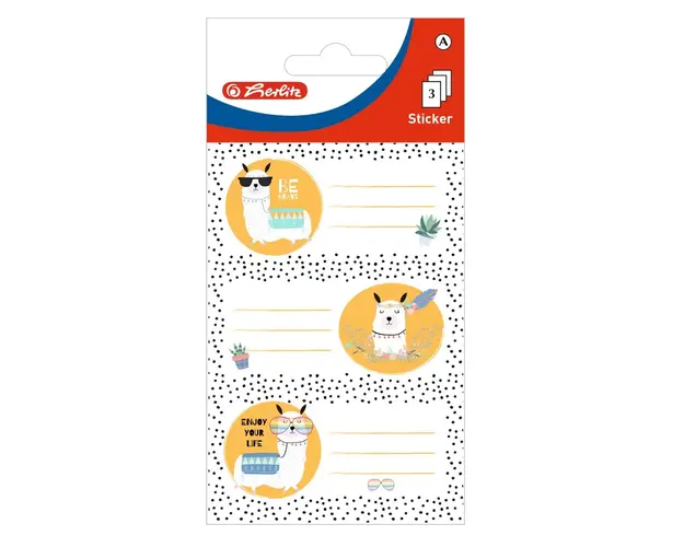 Set 9 etichete scolare, Herlitz, Llama
