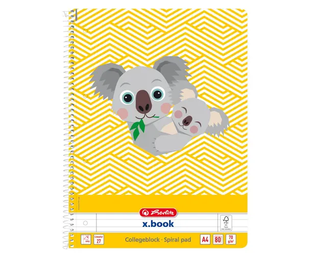 Caiet dictando cu spirala, A4, Herlitz, Cute Animals, Koala, 80 file