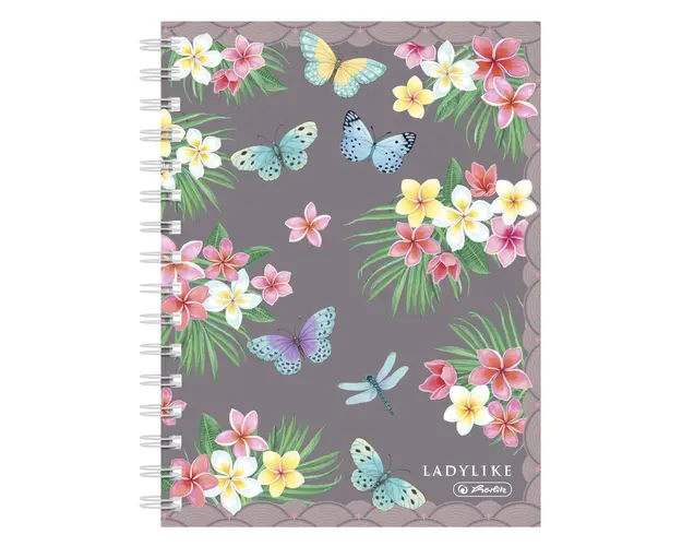 Caiet matematica cu spirala, A5, Herlitz, Ladylike Butterflies, 100 file