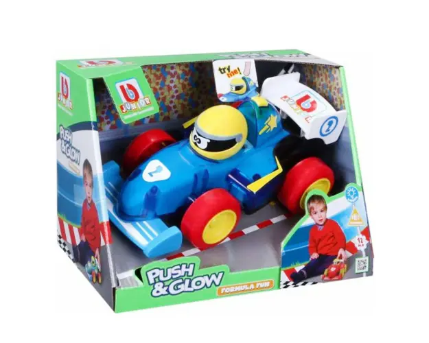 Masina de curse Bburago Junior, Formula Fun Push And Glow, Blue