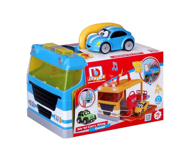 Primul meu garaj portabil in forma de camion, Bburago Junior, Albastru