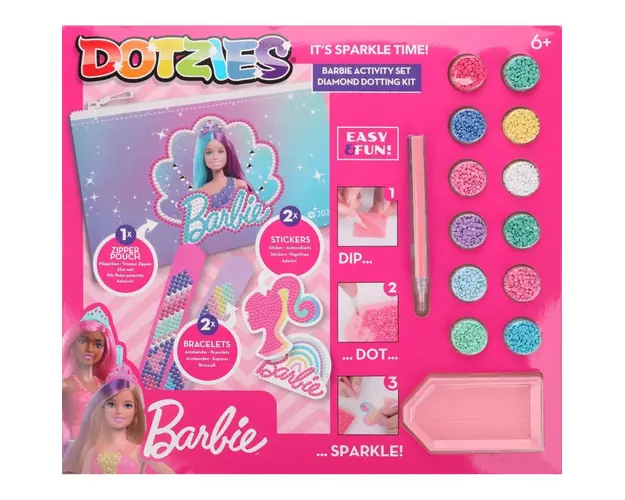 Set creativ 5 In 1, Diamond Dotz, Barbie, Pictura cu diamante