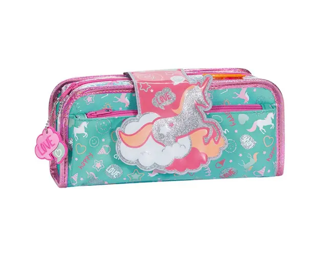 Penar necessaire Fun Time 2 in 1, cu o clapa, Tiger Family, motiv Unicorn Days