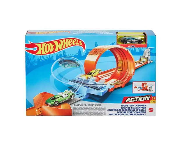 Set de joaca Circuit cu obstacole Hot Wheels, Loop Stunt Champion GTV13