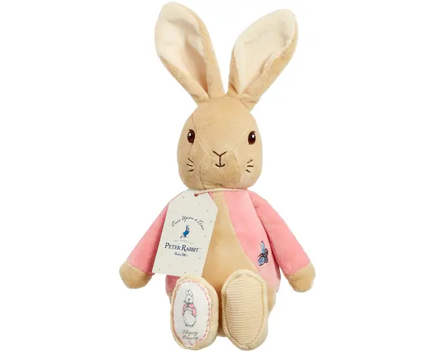 Jucarie bebe de plus Flopsy Rabbit, Roz, 26 cm