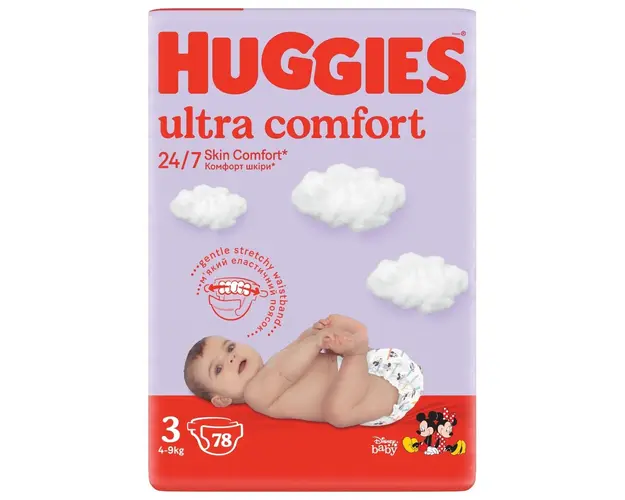 Scutece Huggies, Ultra Comfort Mega, Nr 3, 5-9 kg, 78 buc