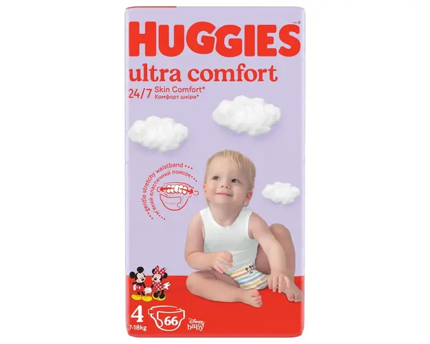 Scutece Huggies, Ultra Comfort Mega, Nr 4, 8-14 kg, 66 buc