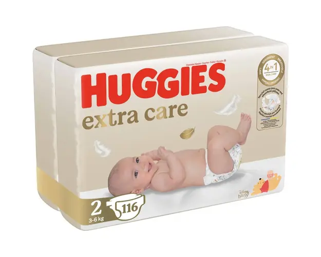 Scutece Huggies, Extra Care Jumbo, Nr 2, 3-6 kg, 116 buc