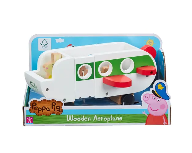 Set figurina cu avion din lemn, Peppa Pig