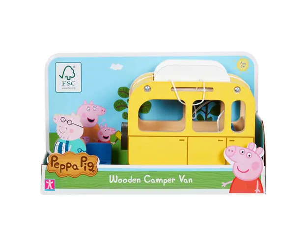 Set figurina cu camper din lemn, Peppa Pig