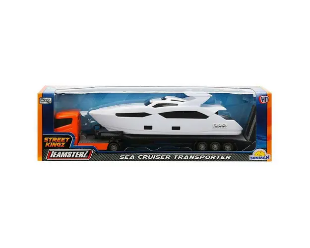 Camion transportor cu barca, Teamsterz, portocaliu