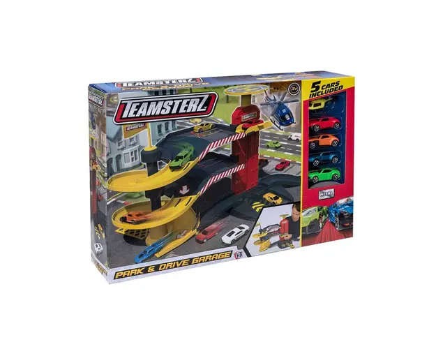 Set de joaca Teamsterz, Garaj cu 2 etaje si 5 masinute