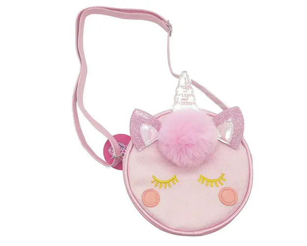 Poseta unicorn, Color Chic, roz cu puf