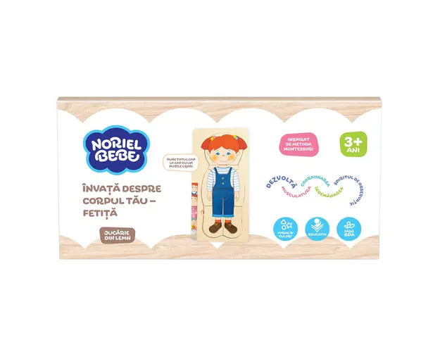 Puzzle din lemn, Noriel Wood, Invata despre corpul tau de fetita