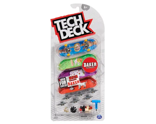 Set mini placa skateboard Tech Deck, 4 buc, Baker, 20140762