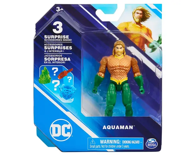 Figurina cu 2 accesorii surpriza, DC Universe, Aquaman, 10 cm, 20137129