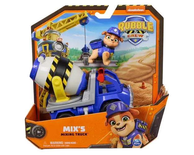 Set vehicul de constructie si figurina, Rubble & Crew, Mix si Mixing Truck, 20141510