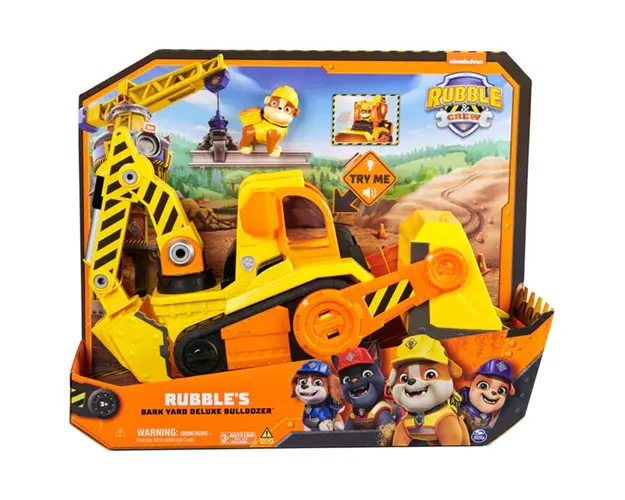 Set vehicul cu figurina, Rubble & Crew, Rubbles Bark Yard Deluxe Bulldozer, 6068074